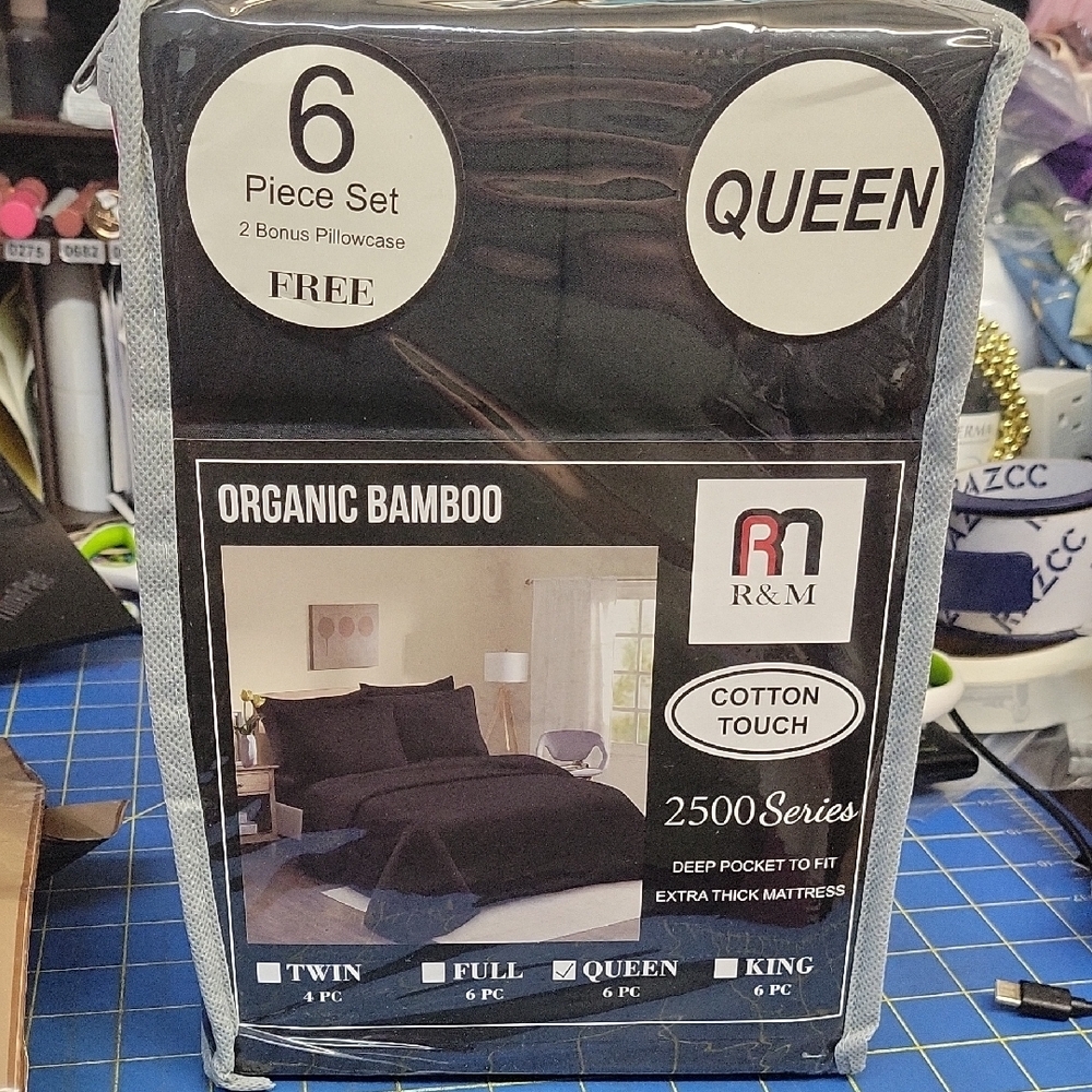 R&M 2500 Series Queen 6-Piece Sheet Set in black